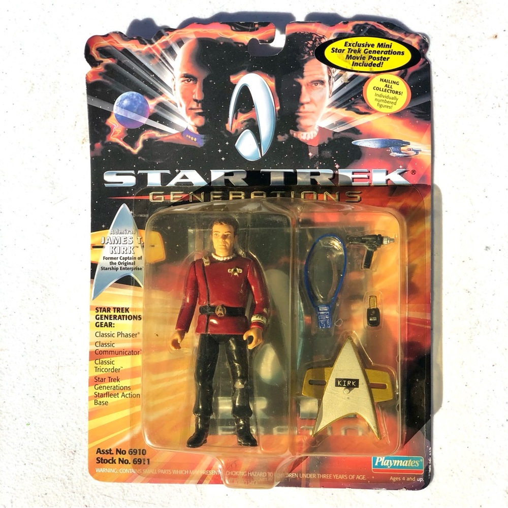 NWT 1994 Playmates Toys Star Trek Generations Admiral JT Kirk Action Figure